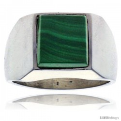 Gent's Sterling Silver Square Malachite Ring