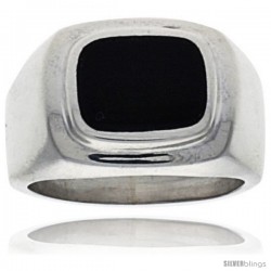 Gent's Sterling Silver Black Obsidian Ring