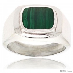 Gent's Sterling Silver Malachite Ring