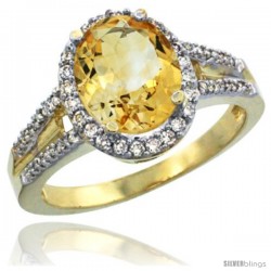 14k Yellow Gold Ladies Natural Citrine Ring oval 10x8 Stone Diamond Accent