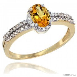 14k Yellow Gold Ladies Natural Citrine Ring oval 6x4 Stone Diamond Accent -Style Cy409178