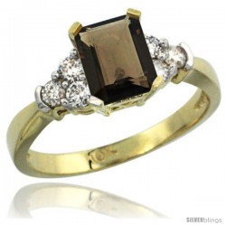 10k Yellow Gold Ladies Natural Smoky Topaz Ring Emerald-shape 7x5 Stone