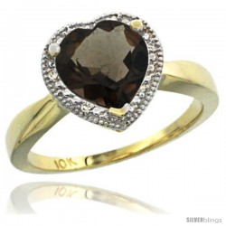 10k Yellow Gold Ladies Natural Smoky Topaz Ring Heart-shape 8x8 Stone