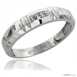 10k White Gold Ladies Diamond Wedding Band Ring 0.02 cttw Brilliant Cut, 5/32 in wide -Style Ljw023lb