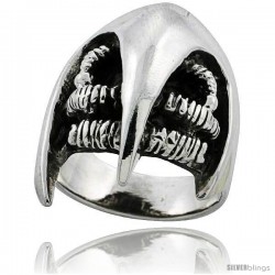 Sterling Silver Beak Gothic Biker Ring 1 1/4 in wide