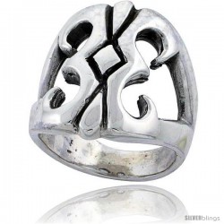 Sterling Silver Gothic Biker Tribal Ring 1 in wide