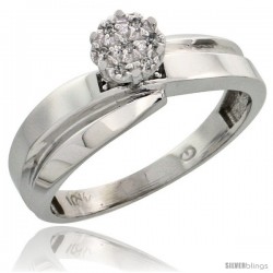 10k White Gold Diamond Engagement Ring 0.05 cttw Brilliant Cut, 1/4 in wide -Style Ljw024er