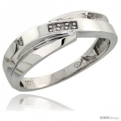 10k White Gold Ladies Diamond Wedding Band Ring 0.02 cttw Brilliant Cut, 1/4 in wide -Style Ljw024lb