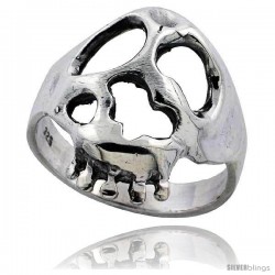 Sterling Silver Gothic Biker Deranged Skull Ring 1 in wide