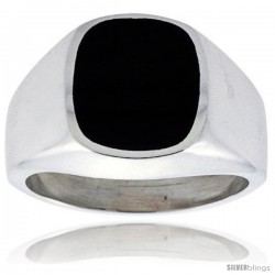 Gent's Sterling Silver Square Black Obsidian Ring -Style Xrs443