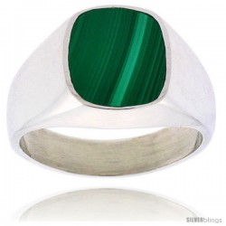 Gent's Sterling Silver Square Malachite Ring -Style Xrs444