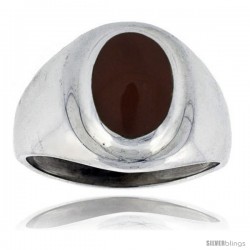 Gent's Sterling Silver Oval Gold Stone Ring