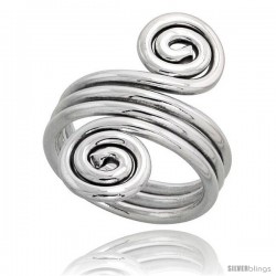 Sterling Silver Hand Made Freeform Wire Wrap Ring, 1 1/8 in (28 mm) wide