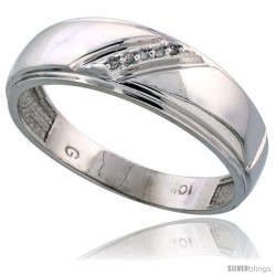 10k White Gold Men's Diamond Wedding Band, 1/4 in wide -Style Ljw102mb