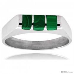 Sterling Silver Striped Malachite Ring