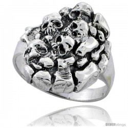 Sterling Silver Gothic Skull Yard Gothic Biker Ring 7/8 in wide