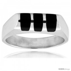 Sterling Silver Striped Black Obsidian Ring