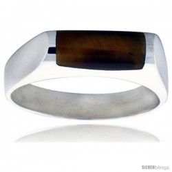 Sterling Silver Thin Tiger Eye Ring