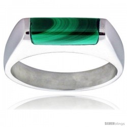 Sterling Silver Thin Malachite Ring