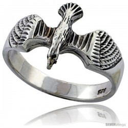 Sterling Silver Eagle Gothic Biker Ring 5/8 in wide