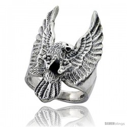 Sterling Silver Large Eagle Gothic Biker Ring 1 1/4 in wide