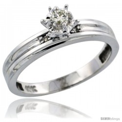 10k White Gold Diamond Engagement Ring, 1/8 in wide -Style Ljw104er