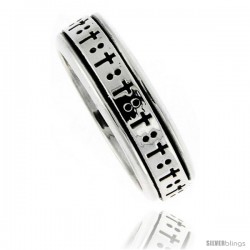 Sterling Silver Men's Spinner Ring Cross Design Handmade 5/16 wide