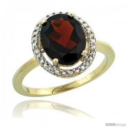 14k Yellow Gold Diamond Garnet Ring 2.4 ct Oval Stone 10x8 mm, 1/2 in wide -Style Cy410114