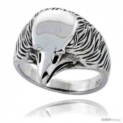 Sterling Silver Eagle Head Ring 3/4 in wide