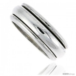 Sterling Silver Men's Spinner Ring Domed Design Handmade 5/16 wide