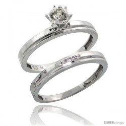 10k White Gold Ladies' 2-Piece Diamond Engagement Wedding Ring Set, 1/8 in wide -Style Ljw106e2