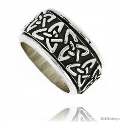 Sterling Silver Men's Spinner Ring Celtic Trinity Triquetra Pattern Handmade 1/2 in wide