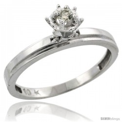10k White Gold Diamond Engagement Ring, 1/8 in wide -Style Ljw106er