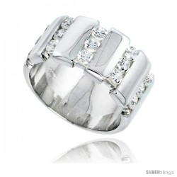 Gent's Perfect Quality Sterling Silver Brilliant Cut Cubic Zirconia Ring