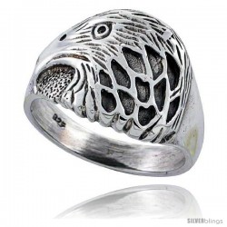Sterling Silver Eagle Head Ring 5/8 in long