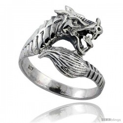 Sterling Silver Dragon Ring 3/4 in wide