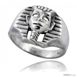 Sterling Silver King Tut's Mask Gothic Biker Ring, 5/8 in wide