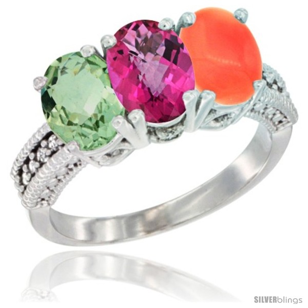 https://www.silverblings.com/47087-thickbox_default/10k-white-gold-natural-green-amethyst-pink-topaz-coral-ring-3-stone-oval-7x5-mm-diamond-accent.jpg