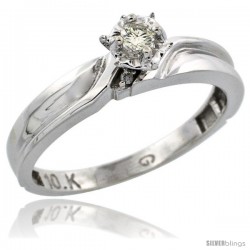 10k White Gold Diamond Engagement Ring, 1/8 in wide -Style Ljw108er