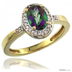 10k Yellow Gold Diamond Mystic Topaz Ring 1 ct 7x5 Stone 1/2 in wide