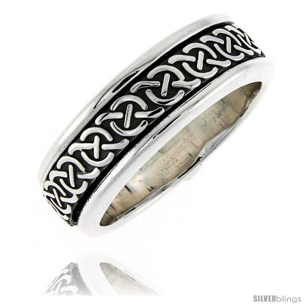 Sterling Silver Men's Spinner Ring Celtic Knot Design Handmade 5/16 ...