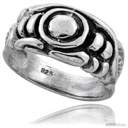 Sterling Silver Gothic Biker Ring 7/16 in wide, size