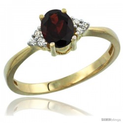 14k Yellow Gold Ladies Natural Garnet Ring oval 7x5 Stone Diamond Accent