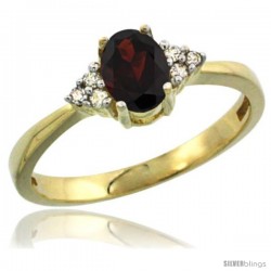 14k Yellow Gold Ladies Natural Garnet Ring oval 6x4 Stone Diamond Accent