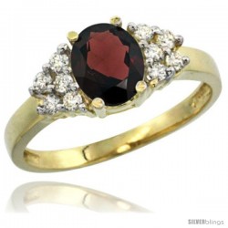 14k Yellow Gold Ladies Natural Garnet Ring oval 8x6 Stone Diamond Accent