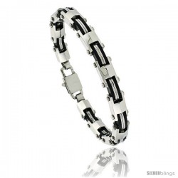 Gent's Stainless Steel & Rubber Bracelet, 3/8 in wide, 9 in long