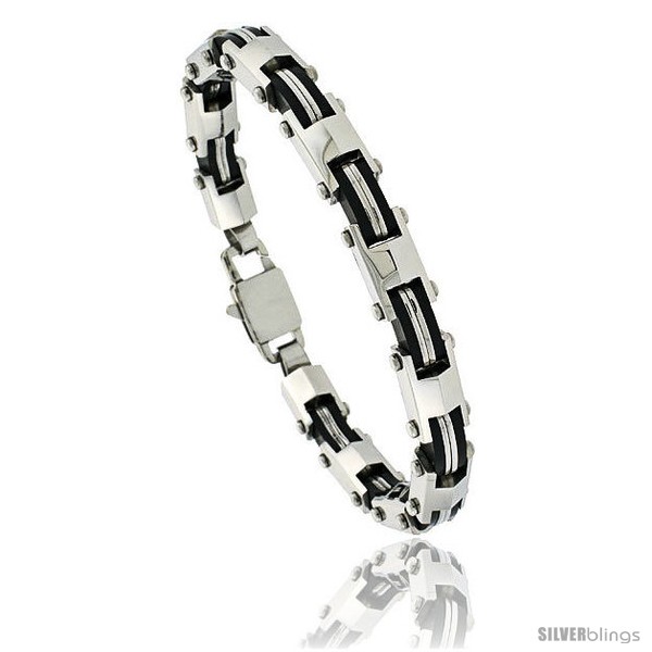 https://www.silverblings.com/476-thickbox_default/gents-stainless-steel-rubber-bracelet-3-8-in-wide-9-in-long.jpg