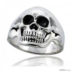 Sterling Silver Skull Ring 1 in wide -Style Tr777