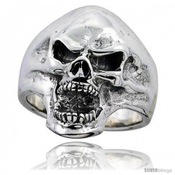 Sterling Silver Skull Ring 1 1/16 in wide