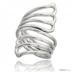 Sterling Silver Hand Made, Fan-shaped Wire Wrap Ring, 1 1/2 in (39 mm) wide